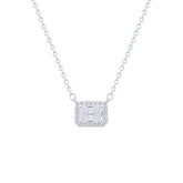 Asfour Crystal Chain Necklace With halo Emerald Zircon Pendant In 925 Sterling Silver-ND0449